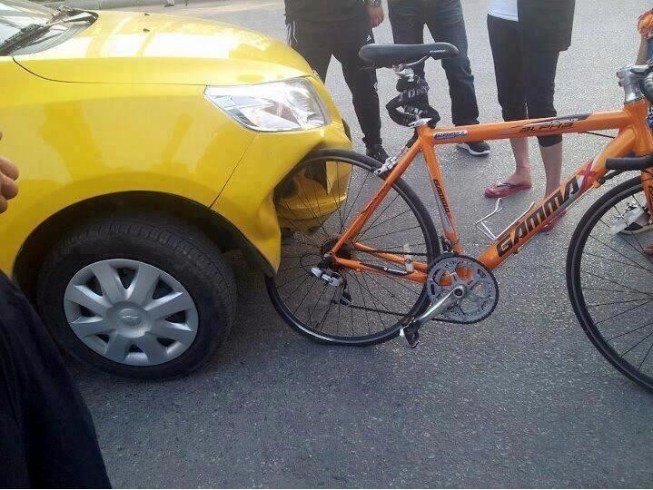 bike dented car