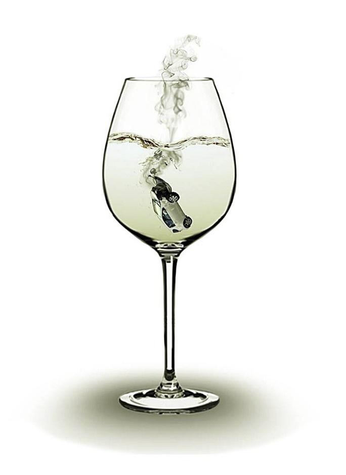 wine glass car crash